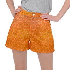 Orange Mosaic Structure Background Women s Ripstop Shorts
