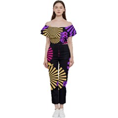 Seamless Halloween Day Of The Dead Bardot Ruffle Jumpsuit