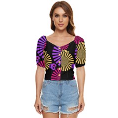Seamless Halloween Day Of The Dead Button Up Blouse