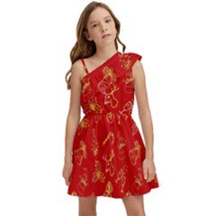 Holy Night - Christmas Symbols  Kids  One Shoulder Party Dress