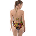 Cube Diced Tile Background Image Halter Cut-Out One Piece Swimsuit View2