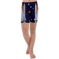 Rocket Space Universe Spaceship Kids  Lightweight Velour Capri Yoga Leggings