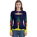 Rocket Halftone Astrology Astronaut Women s Cut Out Long Sleeve T-Shirt View1