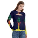Rocket Halftone Astrology Astronaut Women s Cut Out Long Sleeve T-Shirt View3