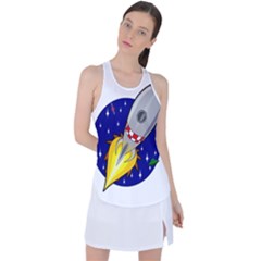 Rocket Ship Launch Vehicle Moon Racer Back Mesh Tank Top