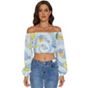 Science Fiction Outer Space Long Sleeve Crinkled Weave Crop Top View1