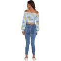 Science Fiction Outer Space Long Sleeve Crinkled Weave Crop Top View4