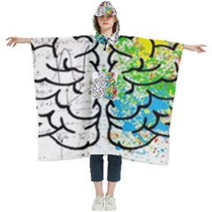 Brain Mind Psychology Idea Drawing Women s Hooded Rain Ponchos