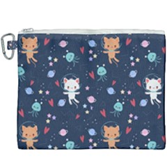 Cute Astronaut Cat With Star Galaxy Elements Seamless Pattern Canvas Cosmetic Bag (xxxl) by Grandong