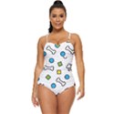 Dog Paw Seamless Pattern Footprint Bone Retro Full Coverage Swimsuit View1