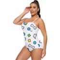 Dog Paw Seamless Pattern Footprint Bone Retro Full Coverage Swimsuit View2