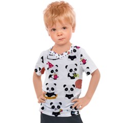 Playing Pandas Cartoons Kids  Sports T-shirt