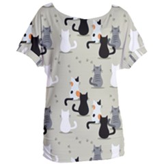 Cute Cat Seamless Pattern Women s Oversized T-shirt