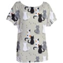 Cute Cat Seamless Pattern Women s Oversized T-Shirt View1