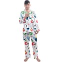 Vector Set Isolates With Cute Birds Scandinavian Style Men s Long Sleeve Satin Pajamas Set View1