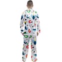 Vector Set Isolates With Cute Birds Scandinavian Style Men s Long Sleeve Satin Pajamas Set View2