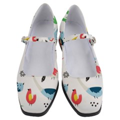 Vector Set Isolates With Cute Birds Scandinavian Style Women s Mary Jane Shoes