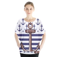Anchor Background Design Batwing Chiffon Blouse
