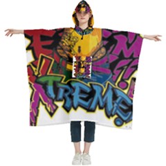 Xtreme Skateboard Graffiti Women s Hooded Rain Ponchos