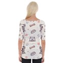 Pug Dog Cat With Bone Fish Bones Paw Prints Ball Seamless Pattern Vector Background Wide Neckline T-Shirt View2
