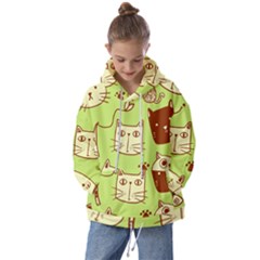 Cute Hand Drawn Cat Seamless Pattern Kids  Oversized Hoodie by Bedest