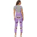 Cute Colorful Cat Kitten With Paw Yarn Ball Seamless Pattern Women s Pinafore Overalls Jumpsuit View4