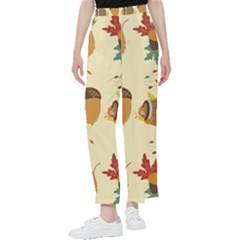 Leaves Foliage Acorns Barrel Women s Pants 