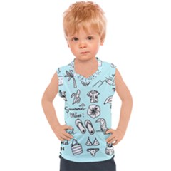 June Doodle Tropical Beach Sand Kids  Sport Tank Top