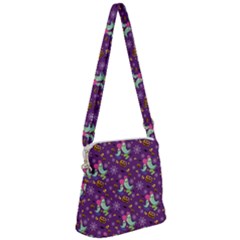 Pumpkins Ghosts Skeleton Pattern Zipper Messenger Bag