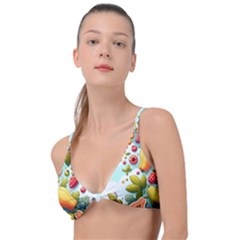 Fruits Sweet Papaya Orange Pattern Knot Up Bikini Top