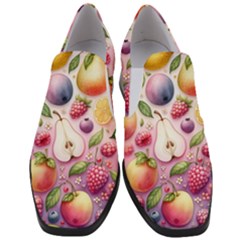 Fruits Apple Strawberry Raspberry Women Slip On Heel Loafers by Ravend