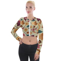 Autumn Leaves Colours Season Long Sleeve Cropped Velvet Jacket