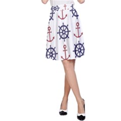 Nautical Seamless Pattern A-line Skirt