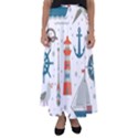 Nautical Elements Pattern Background Flared Maxi Skirt View1