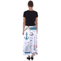 Nautical Elements Pattern Background Flared Maxi Skirt View2