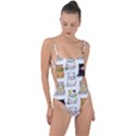 Cat Kitten Seamless Pattern Tie Strap One Piece Swimsuit View1