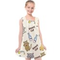 Cute Astronaut Cat With Star Galaxy Elements Seamless Pattern Kids  Cross Back Dress View1
