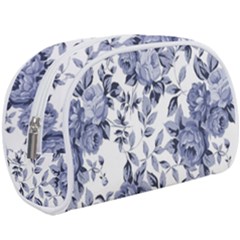 Blue Vintage Background Background With Flowers, Vintage Make Up Case (large)