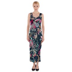 Coorful Flowers Pattern Floral Patterns Fitted Maxi Dress