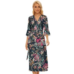 Coorful Flowers Pattern Floral Patterns Midsummer Wrap Dress