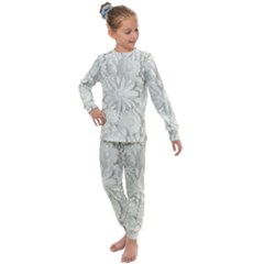 Damask, Desenho, Flowers, Gris Kids  Long Sleeve Set 