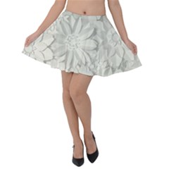 Damask, Desenho, Flowers, Gris Velvet Skater Skirt