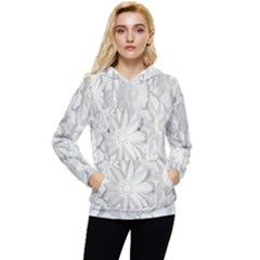 Damask, Desenho, Flowers, Gris Women s Lightweight Drawstring Hoodie