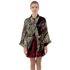 Fabric, Texture, Colorful, Spots Long Sleeve Satin Kimono