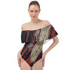 Fabric, Texture, Colorful, Spots Off Shoulder Velour Bodysuit 