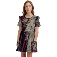 Fabric, Texture, Colorful, Spots Kids  Frilly Sleeves Pocket Dress