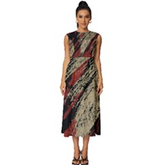 Fabric, Texture, Colorful, Spots Sleeveless Round Neck Midi Dress