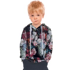 Floral Pattern, Red, Floral Print, E, Dark, Flowers Kids  Overhead Hoodie