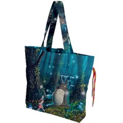 Anime My Neighbor Totoro Jungle Natural Drawstring Tote Bag