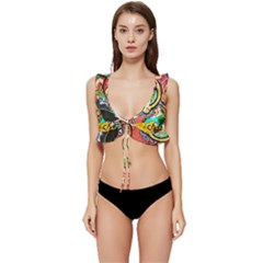 Painting Illustration Adventure Time Psychedelic Art Low Cut Ruffle Edge Bikini Top